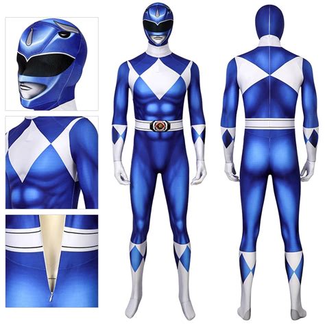Blue Ranger Spandex Cosplay Costume Mighty Morphin Power Rangers