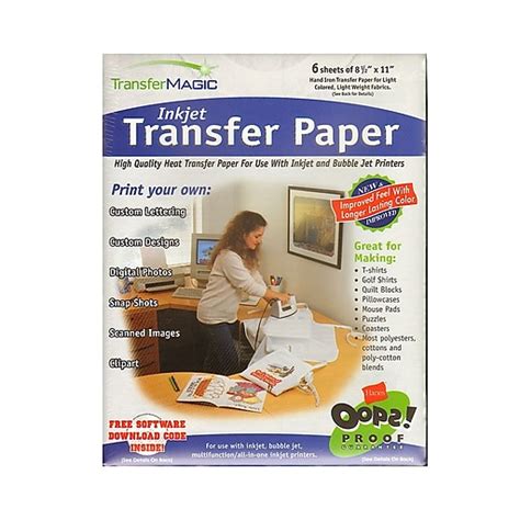 Transfer Magic Transfer Paper Pack Of 6 For Ink Jet Or Bubble Jet