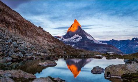 Matterhorn Linking Italy And Switzerland Glows Like A Burning Candle At