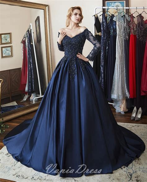 Ball Gown Long Sleeve Satin Prom Dress 364ds Satin Prom Dress
