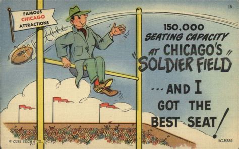Football Soldier Field Chicago Bears Linen Comic Field Goal Posts