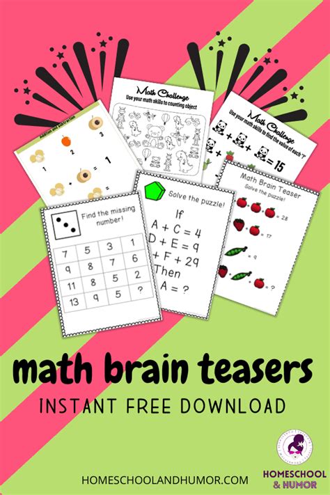 29 Super Fun Printable Math Brain Teasers To Practice Math Skills And Logic