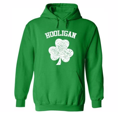 Men Women Hooligan Shamrock St Patricks Day Irish Clover Shamrock Hoodie Ebay