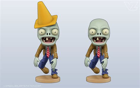 plants vs zombies basic zombie and cone head zombie 3d model 3d printable cgtrader