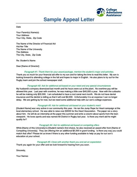 Financial Aid Suspension Appeal Letter Template Sampletemplatess