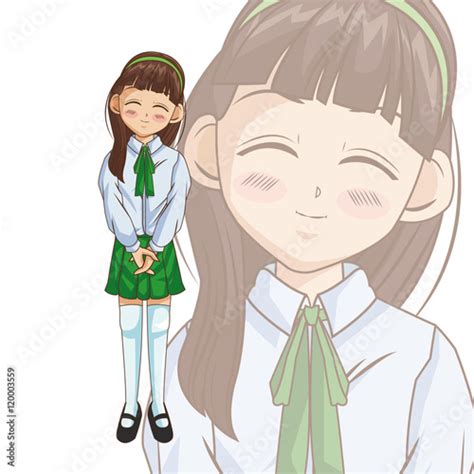 Cartoon And Happy Student Girl Kid Anime Manga And Comic Theme