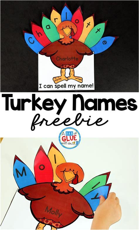 Turkey names a dab of glue. Turkey Names | Thanksgiving kindergarten, Thanksgiving ...