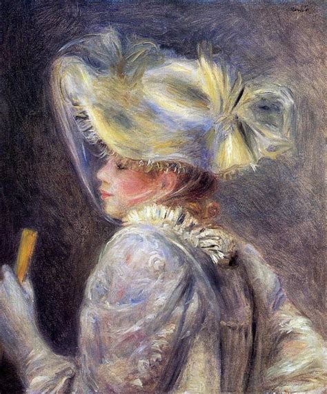 Woman In A White Hat By Pierre Auguste Renoir Hand Painted Oil