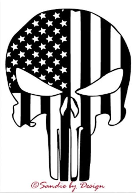 Punisher Skull Flag Thin Blue Line Svg Etsy