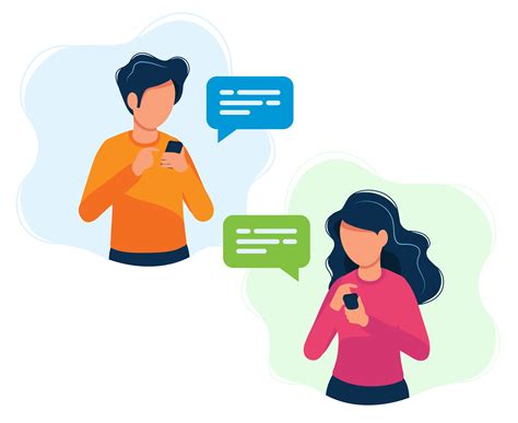 Man And Woman With Smartphones Concept Illustration Texting