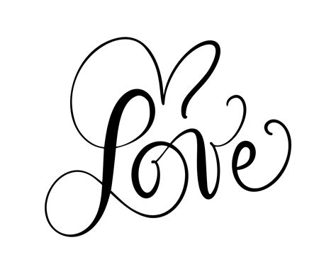 Love Calligraphic Vector Text With Romantic Hearts Handwritten Ink Lettering Valentine Concept