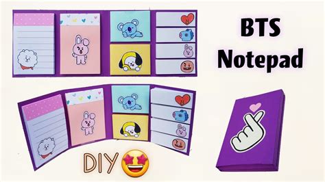 Diy Bts Notepad Bts Crafts Easy Paper Crafts School Craft Ideas How
