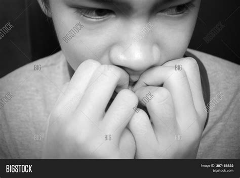 Boy Bit Nail Afraid Image And Photo Free Trial Bigstock