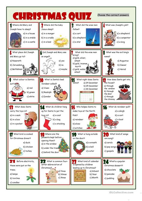 Christmas Quiz Worksheet Free Esl Printable Worksheets Made By Teachers
