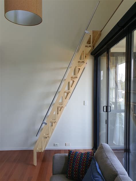 Bamboo Retractable Stair Bcompact Hybrid Ladder By Bcompact16 Folding