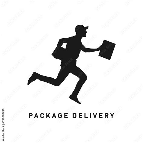 Delivery Man Black Silhouette Postman Icon Sign Or Symbol Mailman