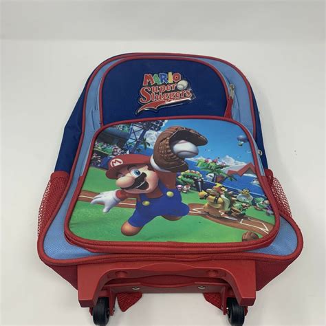 Nintendo Mario Brothers Rolling Backpack Super Sluggers 16 X 12 X 7