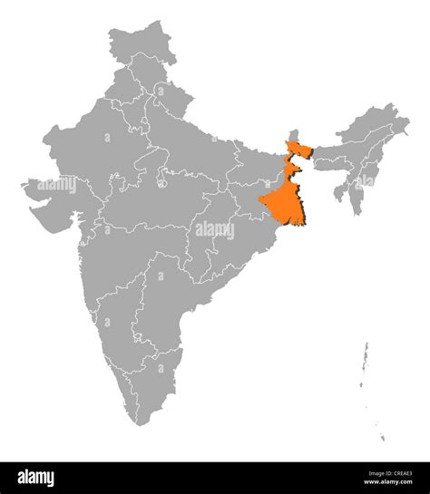 Political Map Of India With The Several States Where West Bengal Is