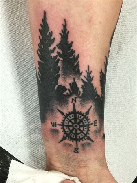Forrest With A Compass Tattoo Designs Men Tattoos For Guys Nature Tattoos