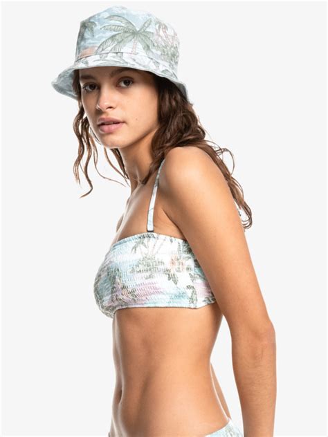 Smocked All Over Print Bandeau Bikini Top For Women Quiksilver
