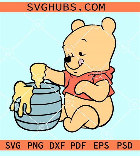 Winnie The Pooh Baby Svg Baby Pooh Eating Honey Svg Winnie The Pooh Svg