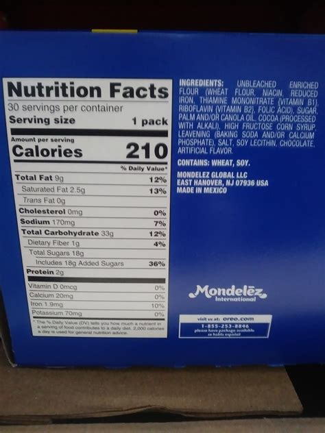 38 Oreo Cookies Nutrition Facts Label