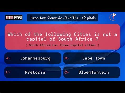 Quiz On Important Countries And Their Capitals 37 Questions And