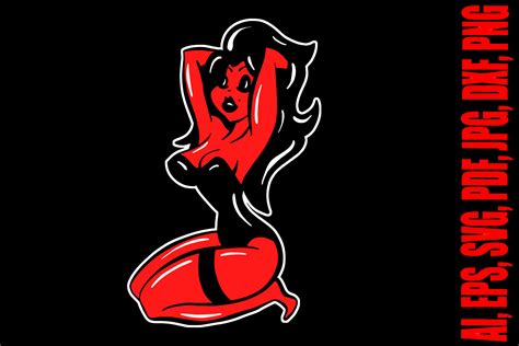 Sexy Burlesque Devil Woman Cartoon Red Graphic By Squeebcreative