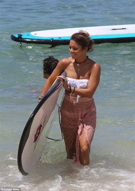 Vanessa Hudgens Shows Off Her Tanned And Toned Bikini Body In A White Two Piece In Maui Daily