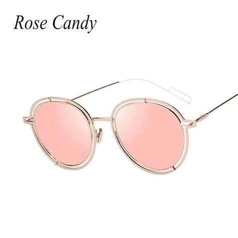 Rose Candy Round Rose Gold Sunglasses Women 2017 Fashion Brand Designer Uv400 Mirror Sun Glasses