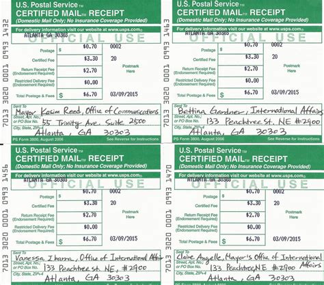 Just curious but when using one of these third party vendors for certified, what is the proof that you mailed the letter on that particular day, which is one of the main features of certified mail? Petition letters mailed - Atlanta, Hiroshima, and Taipei ...