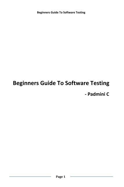 Beginner Guide To Software Testing
