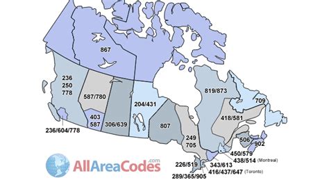 Area Code Map Area Codes Montreal Toronto Areas Coding Map List