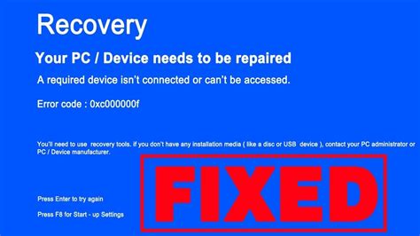 Your Pc Device Needs To Be Repairedwindows 781011recovery