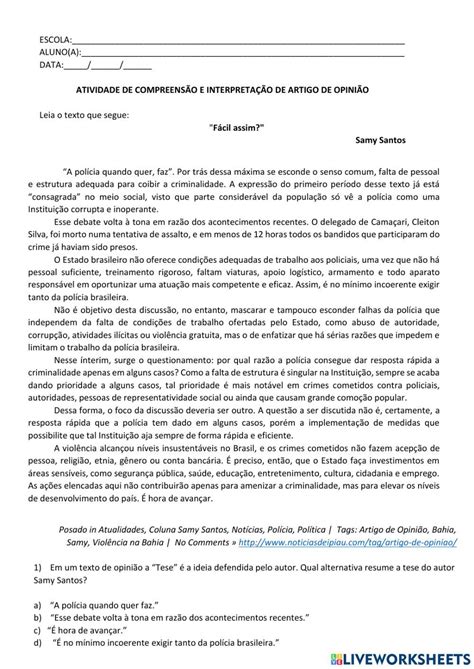 Atividade Artigo De Opiniao