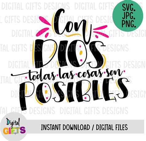Con Dios Todo Es Posible Diseño Svg Png  Shirt Design Etsy España