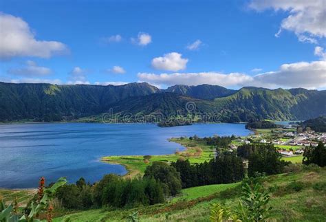 Lake Of Sete Cidades In Sao Miguel Island Of Azores Portugal Stock