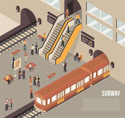 Subway Metro Underground Station Isometric Poster 484040 Vector Art At