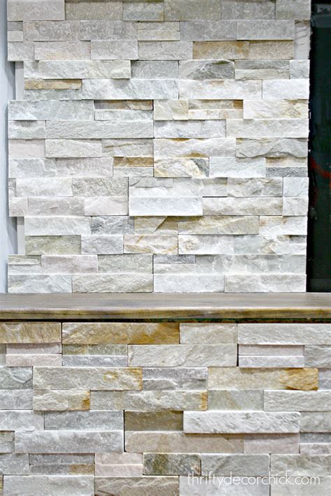 How To Install Stacked Stone Tile On A Fireplace Wall From Thrifty