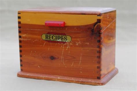 1940s Vintage Wood Recipe Box Cedar Chest Recipe Card