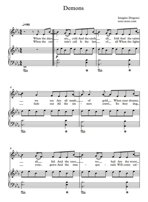 Imagine dragons demons with lyrics sheet music for piano. Imagine Dragons - Demons sheet music for piano [PDF ...