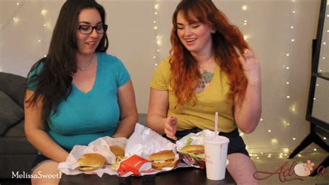 burger eating babes overeating and belly stuffing overeating and belly stuffing