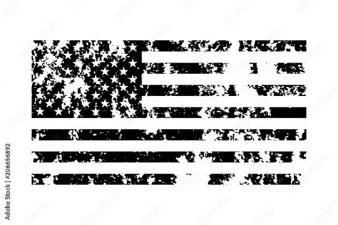 Black And White American Flag Grunge Usa Flag Vector Illustration