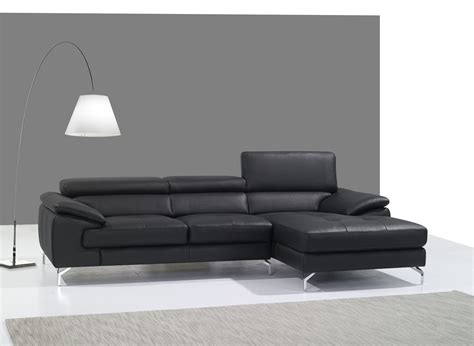 A973b Black Italian Leather Mini Raf Chaise Sectional From Jandm 1790612