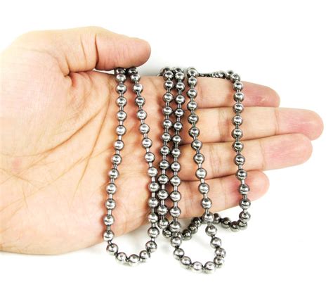 Buy 925 Black Sterling Silver Ball Link Chain 36 Inch 6mm Online At So