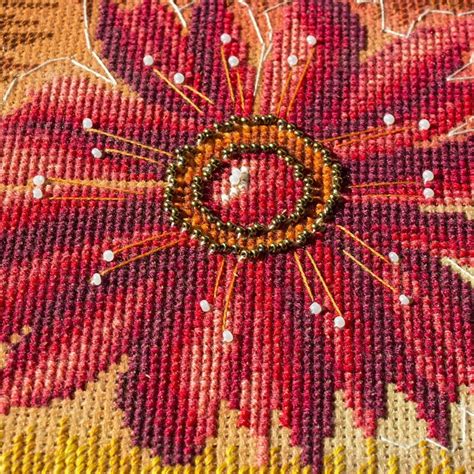 Cross Stitch Kit Bead Embroidery Kit Flower Mosaic Beadwork Etsy