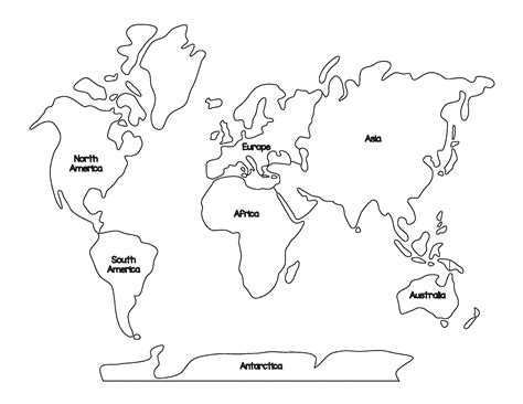 Printable Continents Coloring Page