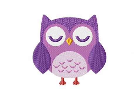 Lovely Purple Owl Machine Embroidery Design Daily Embroidery