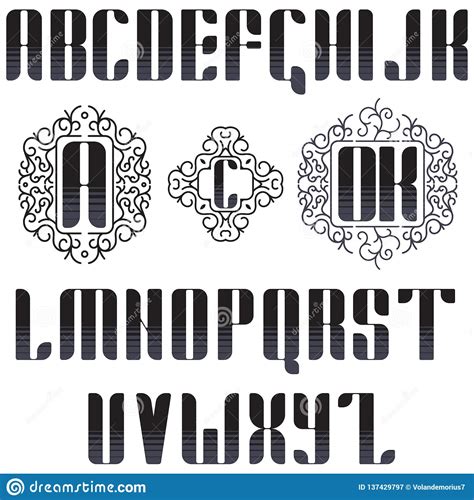 Vector English Monogrammed Font In Vintage Style Stock Vector