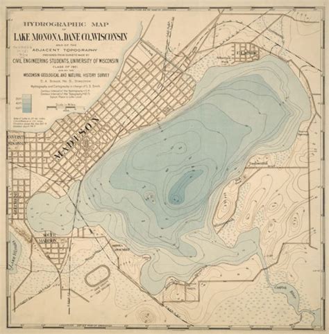 Hydrographic Map Of Lake Monona Map Or Atlas Wisconsin Historical